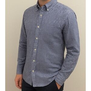 Vineyard Vines Mens OTG L Seersucker Navy Gingham Check Shirt L/S Button Down- L